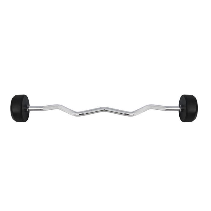 HMSPORT - Haltère / Barre curl monobloc en caoutchouc 40 kg 1 pièce - Renforcement musculaire - Entrainement - Équipement sportif -