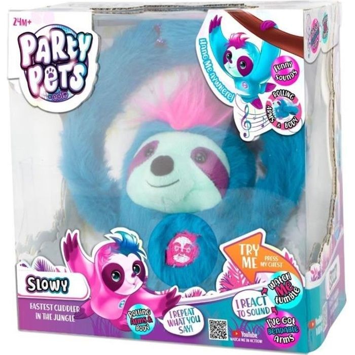 Jouet interactif Paresseux bleu Party Pets TM TOYS PPSL001