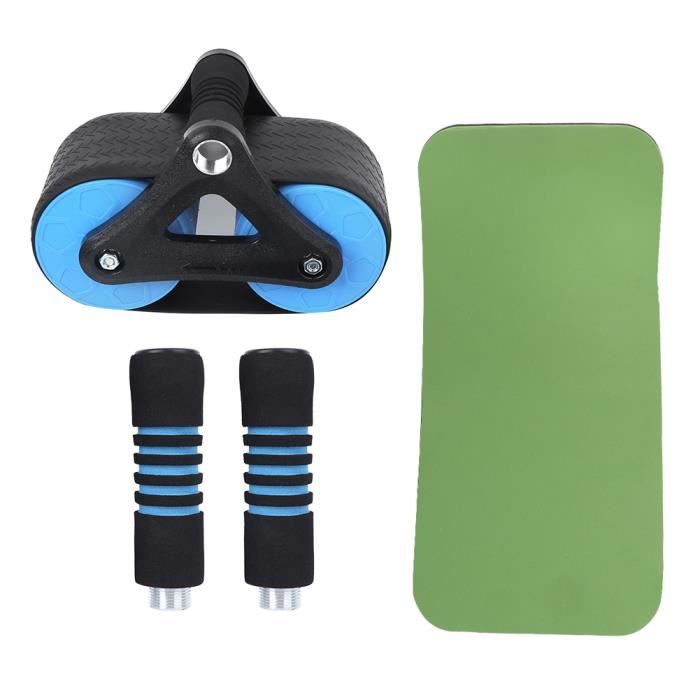 Fdit Rouleau 2 roues Rouleau de Roues Rebond Exerciseur Abdominal Domestique Équipement de Fitness Push-Up Muet Bleu