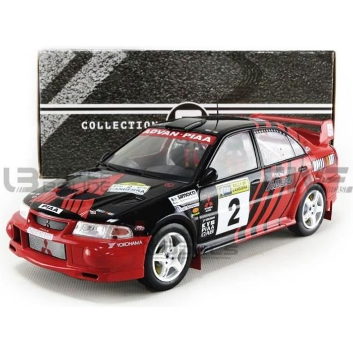 Voiture Miniature de Collection - TRIPLE 9 1/18 - MITSUBISHI Lancer Evo VI - Winner Rally of Canberra 1999 - Black / Red -