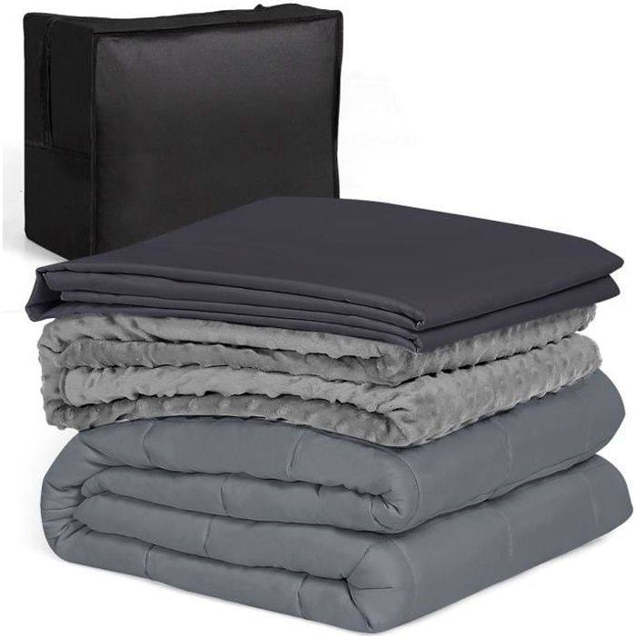 DREAMADE Couverture Lestée 6,82KG avec 2 Housses, Couverture Pondérée de Lit 183 x 122CM Haute Densité, pour Sommeil Profond, Gris