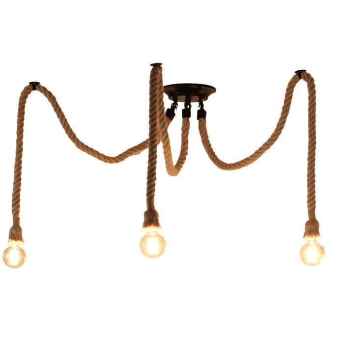 Lustre Suspension 3 Douilles Araignee Vintage Lampe Lumière pour Restaurant Bar
