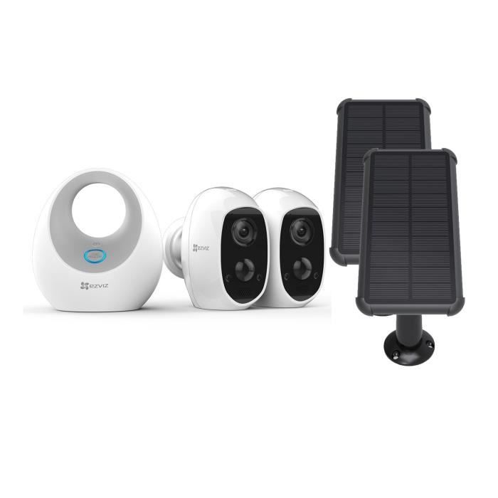Ezviz - Pack 2 caméras C3A + Base + panneau solaire