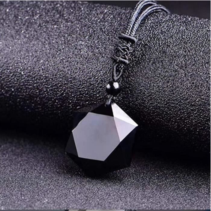 Collier Pendentif Pierre Naturelle Pierre Precieuse Chakras Améthyste Obsidienne Étoile de David Facette Tisser Manuel Collier Prote