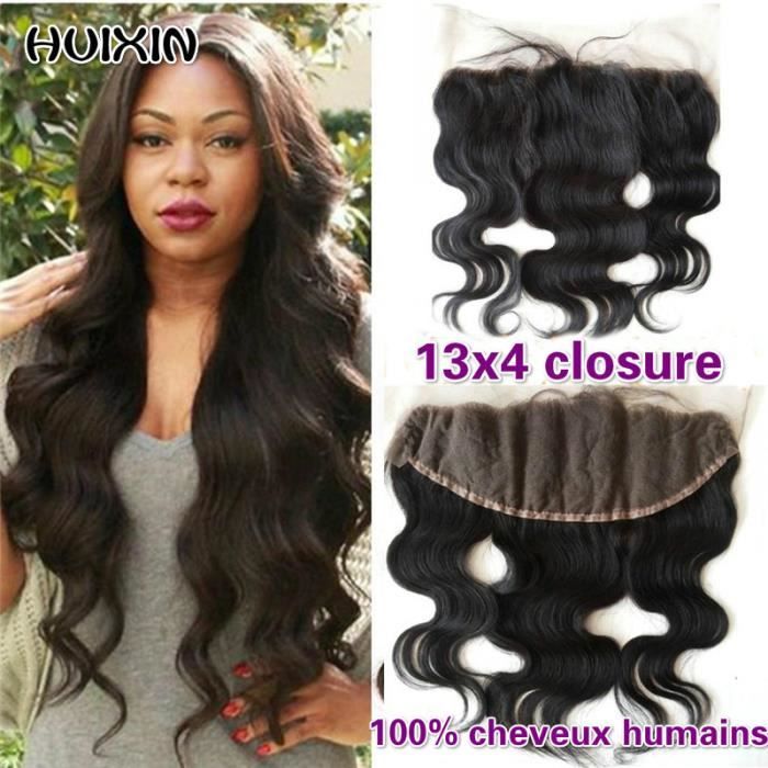16- brésiliens Cheveux humains Body Wave 13x4 Lace Frontal Closure Avec des cheveux de bébé