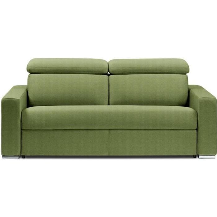 Canapé hôtellerie convertible BEST matelas mémory 20cm express lattes 120cm microfibre vert vert Microfibre Inside75