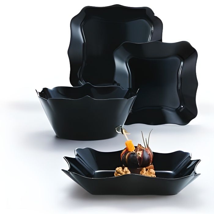 Service de table en verre 19 pièces - Authentic noir - Luminarc Noir