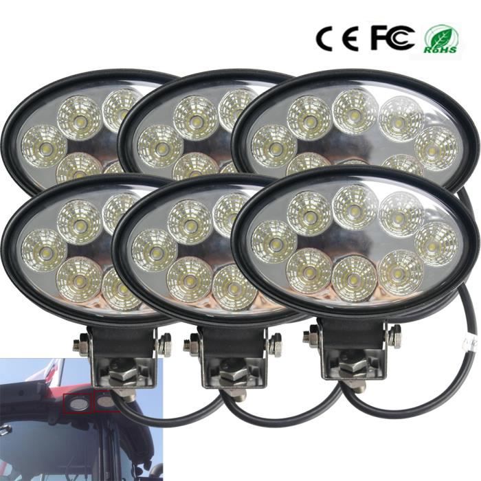 6pcs 24w ovale LED phare de travail feux de travail lumière de route rampe pour camion, tracteur/48w