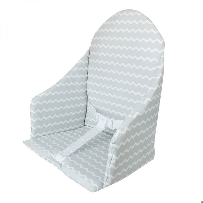 Coussin d’assise universel Miam avec harnais pour chaise haute bébé - Gris clair zig zag - Monsieur Bébé