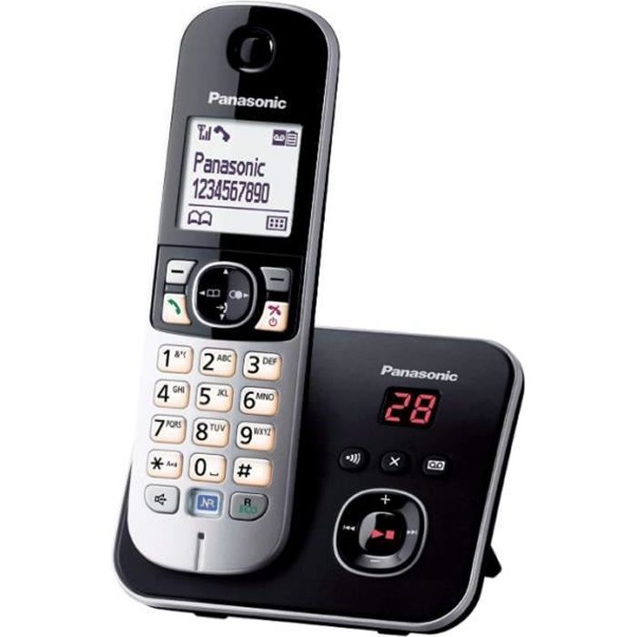 Téléphone sans fil Panasonic KX-TG6821 Noir Répondeur Solo
