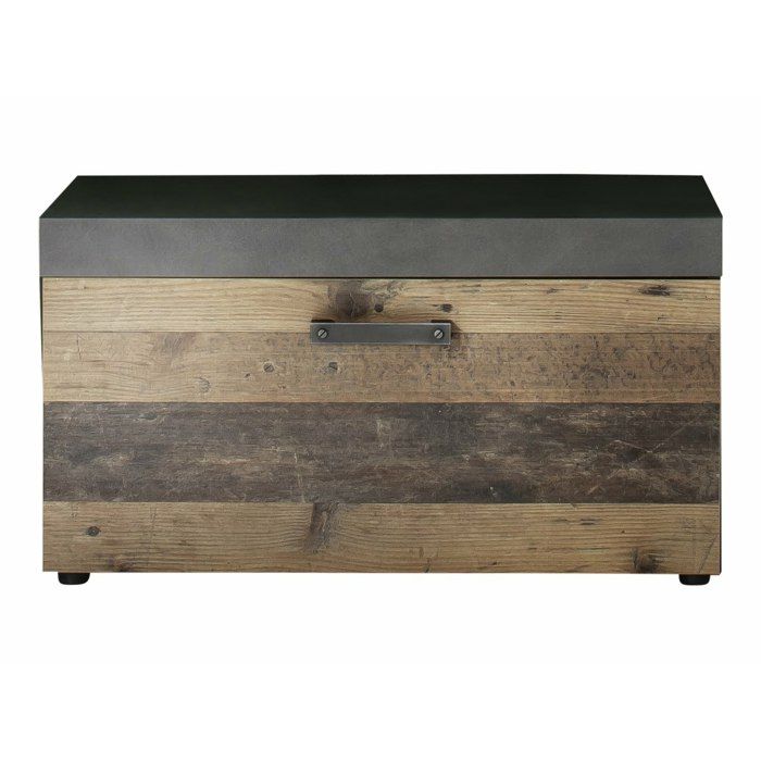 INDY - Banc de rangement - Bois/gris - 80 / 45 / 37