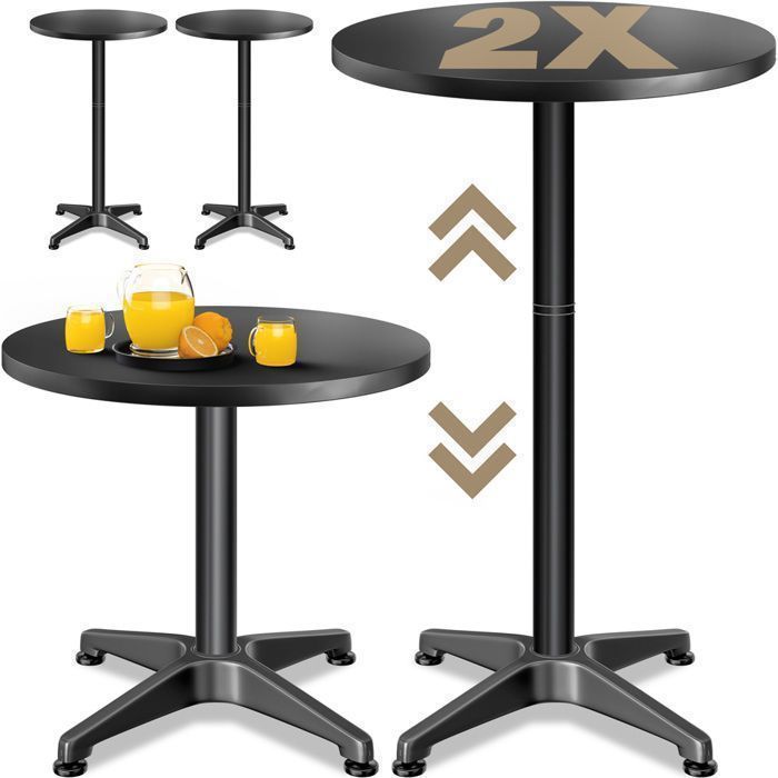 Table Haute Ronde Bolero 60 Cm - Plateau Acier Inox, Pied Aluminium, Hauteur 105 Cm, Pour Intérieur/extérieur, Bar, Terrasse