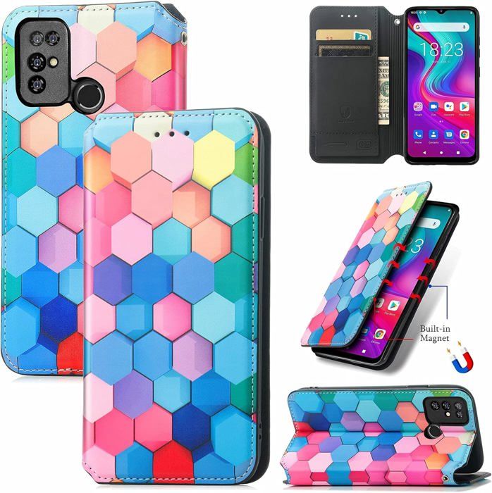 Étui Portefeuille Cuir PU Pour Doogee S40 - Rabat Magnétique, Emplacements Cartes, Fonction Support - Noir