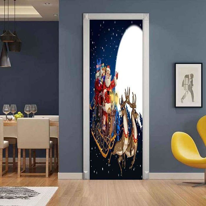 Autocollant Porte 3D Style Métro Rouge/blanc - Dimensions 90x200 Cm, Vinyle PVC Amovible - Pour Décoration Murale Facile