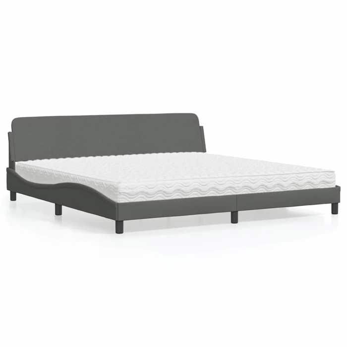 vidaXL Lit avec matelas Dover gris foncé 200x200 cm tissu 3208465