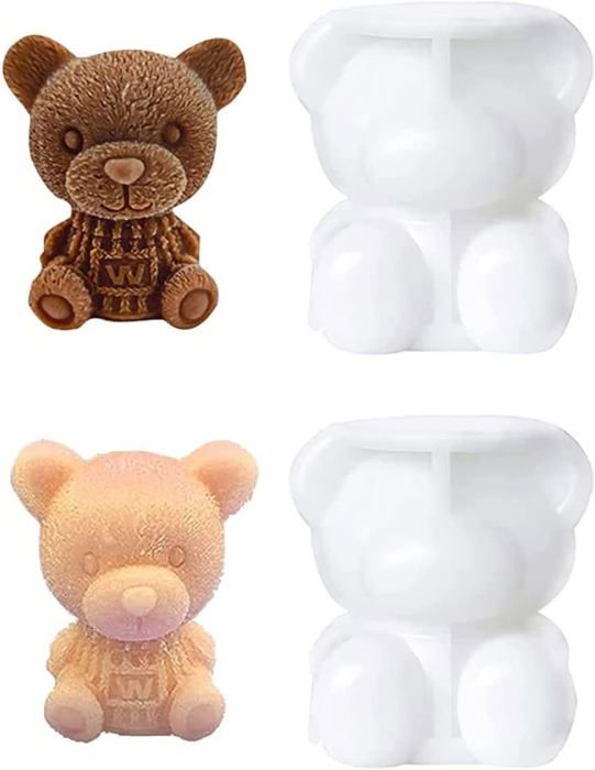 2 Pièces Moul à Ours, Ourson - Bac à Glacis Pour Ourson, Moules En Silicone Et Résine 3D Pour Bricolage De Chocolat, Bonbons Et Gâteaux