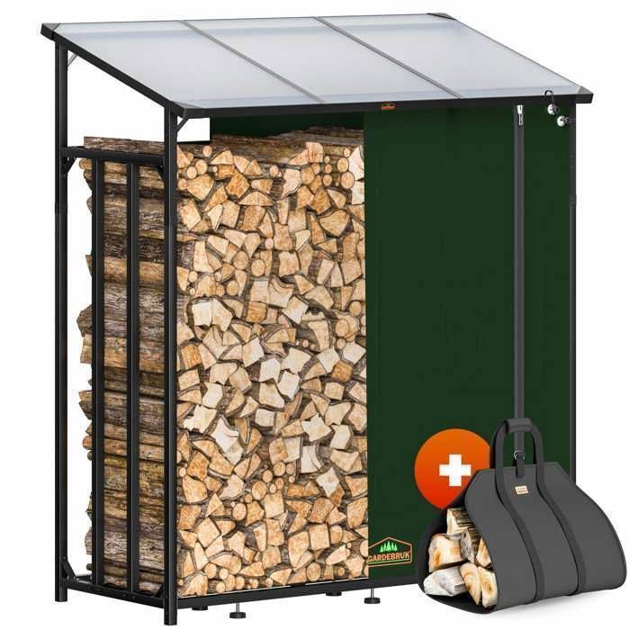 Range-Bûche Extérieur XXL 23 m³ GARDEBRUK® Abri à Bois de Chauffage Toit en Alu Stockage du bois Étagère à bûches extérieur