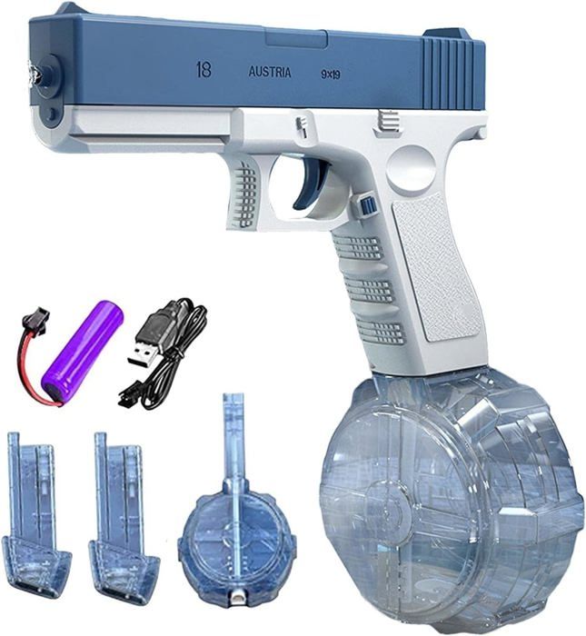 Electric Water Gun, 434CC + 2 x 58CC Powerful, Long Range of 8-10 Meters, Summer Party Water Toy for Children and Adults