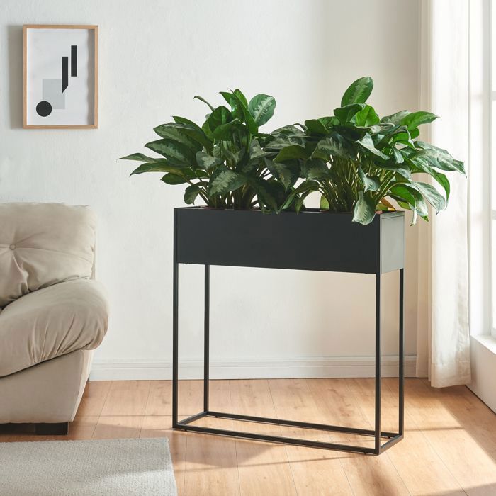 Porte-plantes surélevé Joensuu 80 x 80 x 25 cm noir