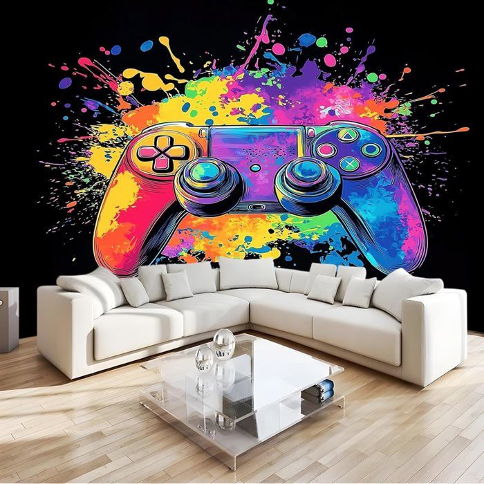 Lot De 3 Toiles Graffiti Gamepad - Déco Chambre Gaming - Aquarelle 12x16