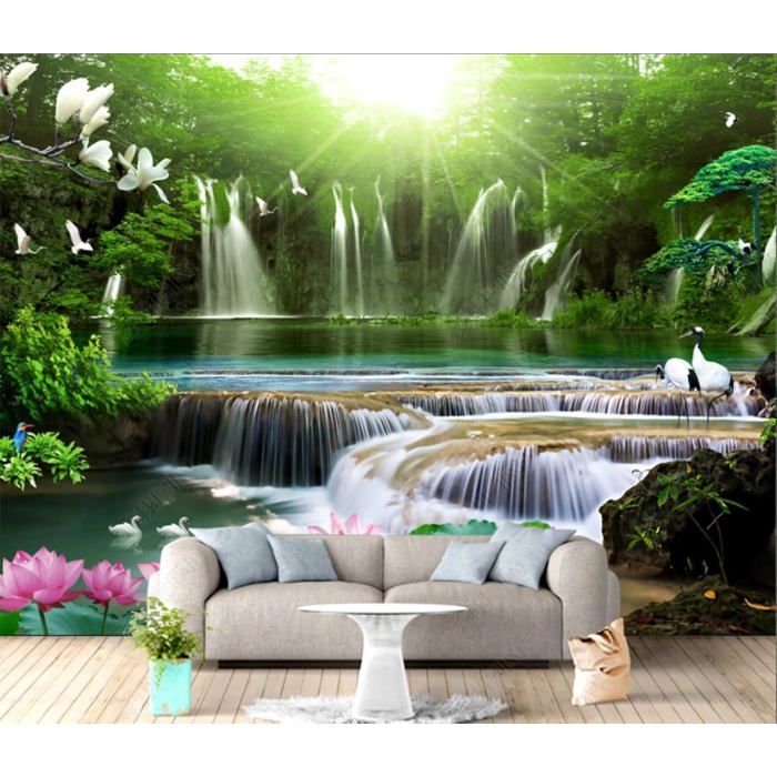 Forêt Poster XXL - 118,8 x 84 cm | Cascade dans la forêt tropicale | Forêt vierge | Népal | Poster de nature | Qualité supérieure