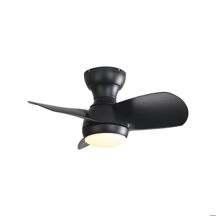 Ventilateur de plafond de chambre à coucher de 23 pouces avec 3 couleurs dimmable 3 Lames ABS télécommande Moteur DC noir avec 18w - Blueline