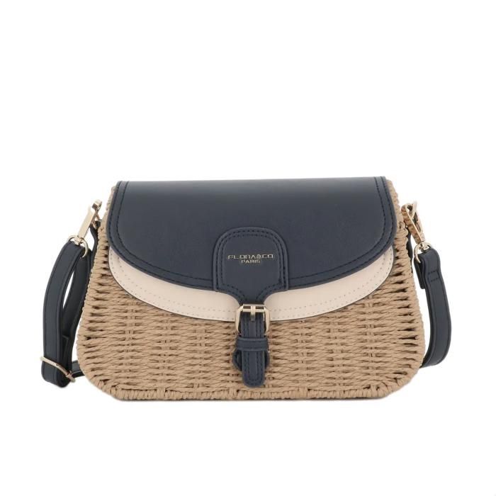 Sac bandoulières en paille - Bleu - Sac de plage en rotin tréssé