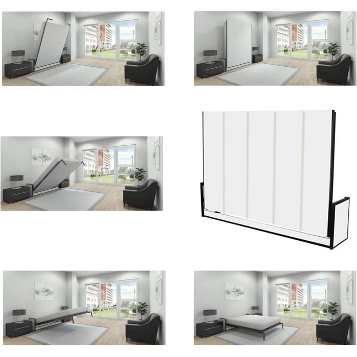 Wallbedking - Lit Escamotable 2 Personnes - 190cm x 140cm - Lit Mural Rabattable - Horizontal - Studio