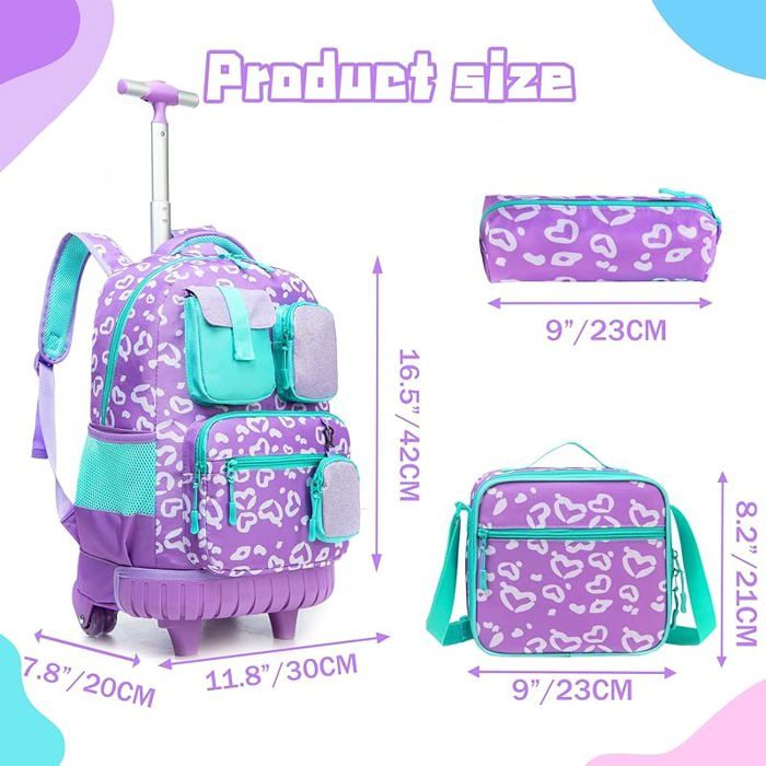Cartable Fille Primaire Roulette, Cartable Sac Trolley Collge/Lyce avec ...