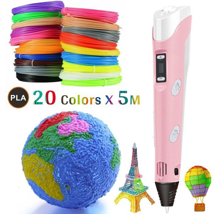 Filament PLA 5M X 20 couleurs Ensemble de stylos d'impression 3D Doodle ...