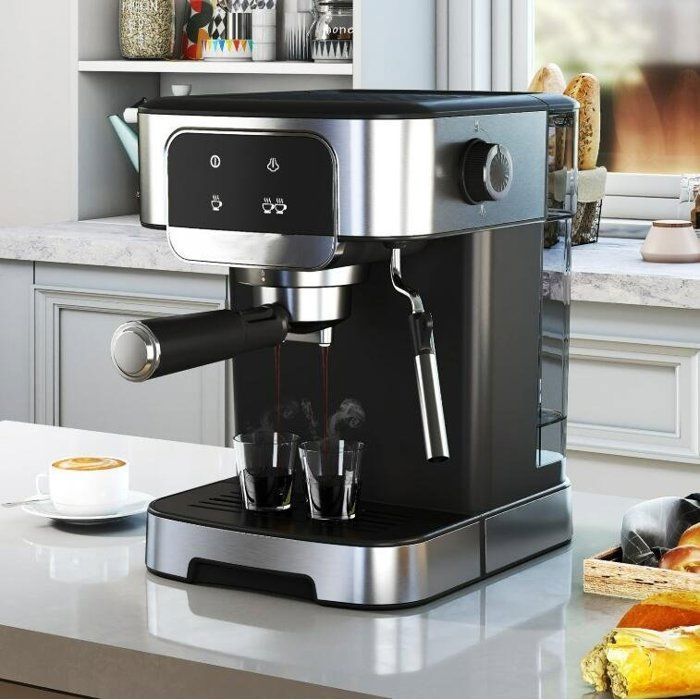 Cafetière Expresso - RELAX4LIFE - Mousseur à Lait Vapeur - Réservoir dEau Amovible de 18 L et Tasseur - Machine à Café 1200W - Relax4life