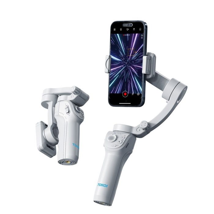 Stabilisateur à trois axes éclairage réglable stabilisation dimage suivi intelligent conception ergonomique portable blanc