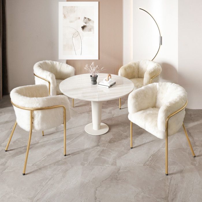 URBAN MEUBLE Chaise de salle à manger chaise coiffeuse tissu bouclé beige avec pieds métalliques dorés URBAN MEUBLE Chaise de salle à manger chaise coiffeuse tissu bouclé beige avec pieds métalliques dorés