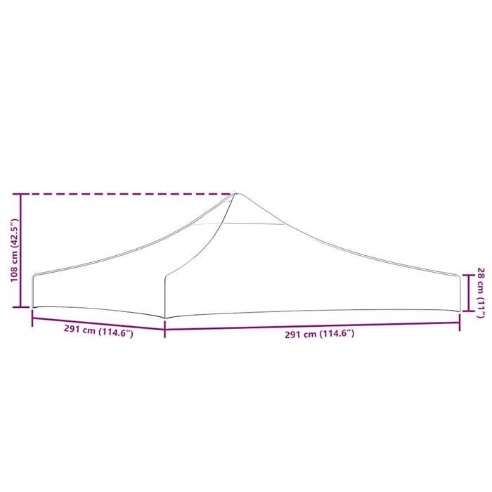 Toit de tente de réception - WIENS - 3x3 m - Anthracite - Oxford 600D avec revêtement PVC - Résistant aux UV et à leau