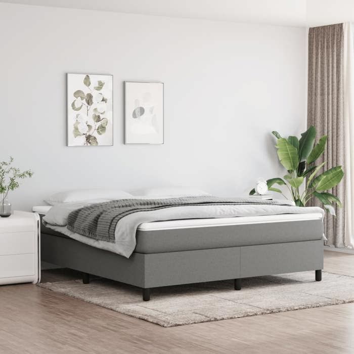 Cadre de lit à ressorts - Happiness - 180x200 cm - Gris foncé - Tissu polyester - Contreplaqué - Bois dingénierie Cadre de lit à ressorts - Happiness - 180x200 cm - Gris foncé - Tissu polyester - Contreplaqué - Bois dingénierie