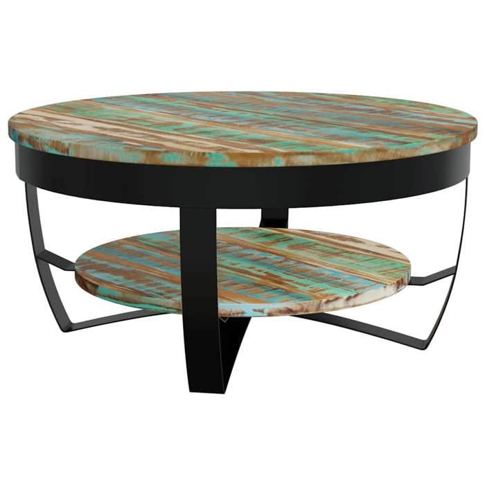 En PromotionTable basse(1 PC) - SHIELD - Support 30 kg - table du canapé - Bois massif de récupération 65x32 cm T92728