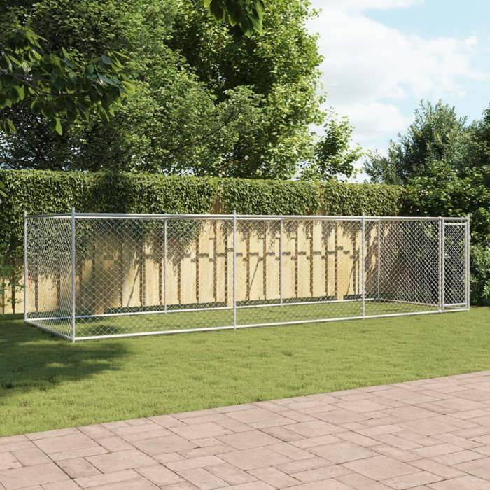 Meuble Déco - Niche/enclos pour chiens - CHICGris Cage pour chien avec porte gris 6x2x15 m - Acier galvanisé luf4663781