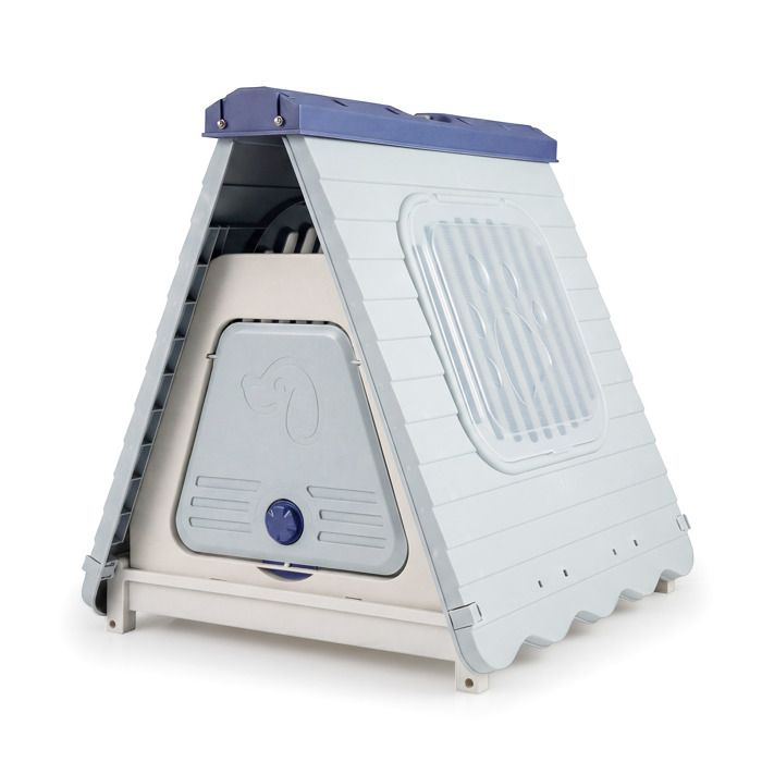 Niche pour Chien Extérieur GIANTEX Pliable Plastique Imperméable Fenêtres Ventilées Niche chien 72 x 60 x 68 cm Bleu
