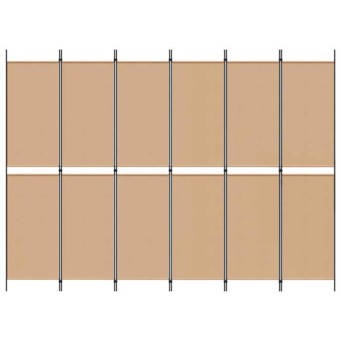 MEUBLE DE SEJOUR Beige - MODE Paravent à 6 panneaux - Beige 300x220 cm Tissu Nettoyer facile_09_3016