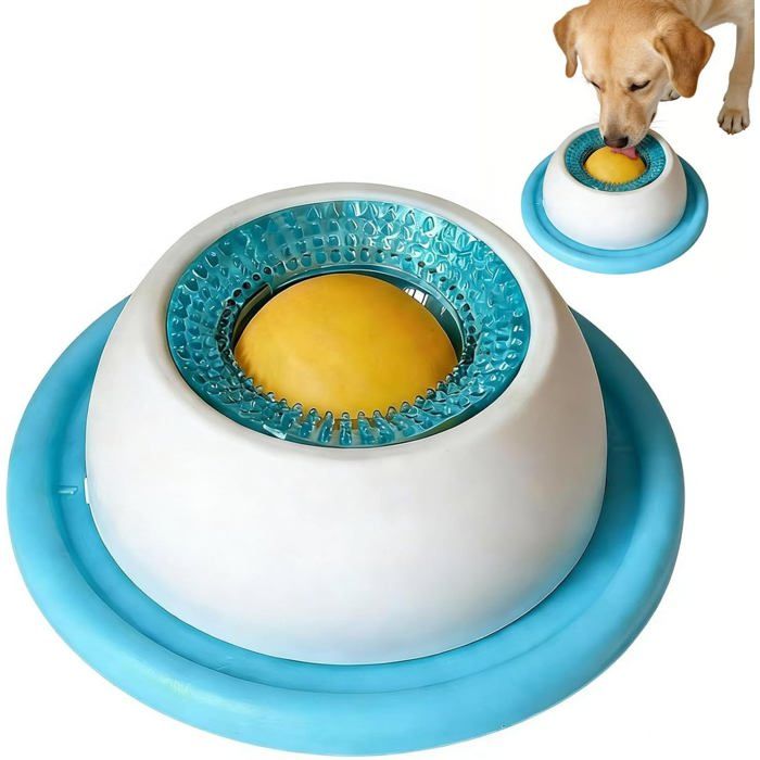 Jouet interactif pour chats et chiens – distributeur de friandises anti-stress et ralentisseur de croquette – tapis antidérapant a