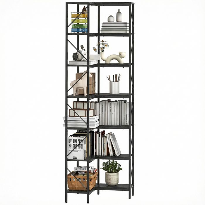 Bibliothèque dangle - HOMCOM - 7 niveaux - industriel - étagères de rangement - 60 x 60 x 198 cm noir
