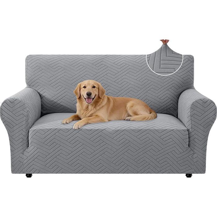 Extensible Housse De Canapé 2 Places Housse Canape avec Accoudoirs Universelle Housses De Canapé Antidérapant Gris Clair