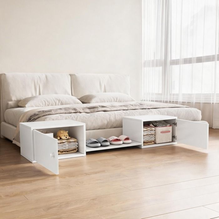 Meuble à chaussures 2 portes design polyvalent bois massif MDF crisp white 189 x 40 x 34 5 cm