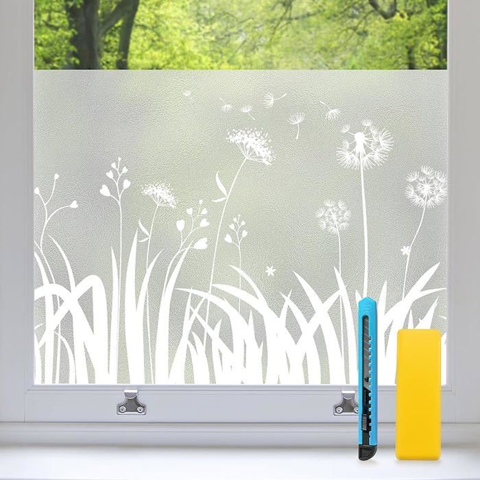 Film Fenetre Anti Regard Film Occultant Fenêtre Motif Pissenlit Dépoli 90 × 120cm Opaque Bon Intimité 90 x 120cm Pissenlit