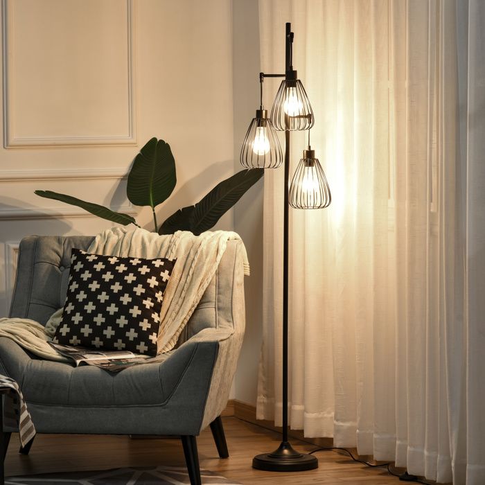 Lampadaire vintage industriel en métal noir lampadaire moderne Ø35 x 170 cm