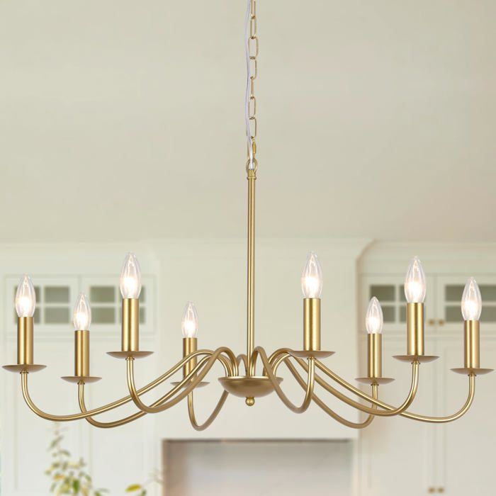 Lustre Doré Vintage 8 Lumières Lustre Salon Moderne Suspension Luminaire[BI23]