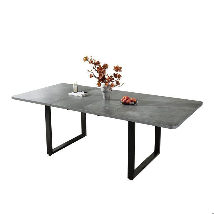 Table à rallonges pouvant accueillir de 6 à 10 personnes rectangulaire pieds en métal grise 140/180/220 × 80 cm