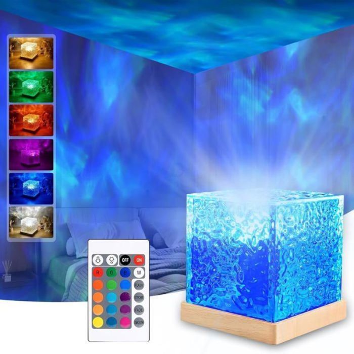 Aurore Projecteur Ciel Etoile 16 Couleurs Lampe LED Wave Lamp Télécommande Veilleuse Vague Océanique(Lampe à brancher) Trasil