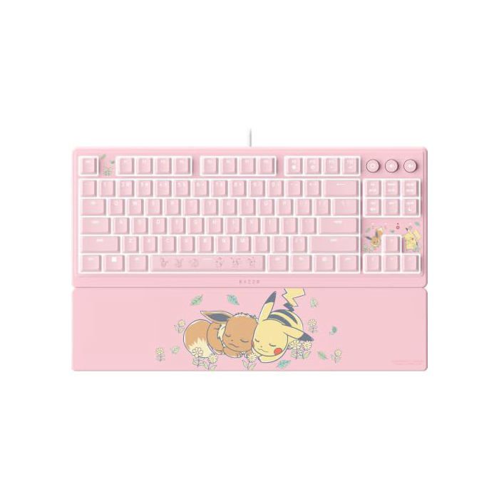 Ornata V3 Tenkeyless Pokémon Pikachu et Eevee Clavier Gaming Compact et Plat Rétroéclairage Chroma Touches multimédia