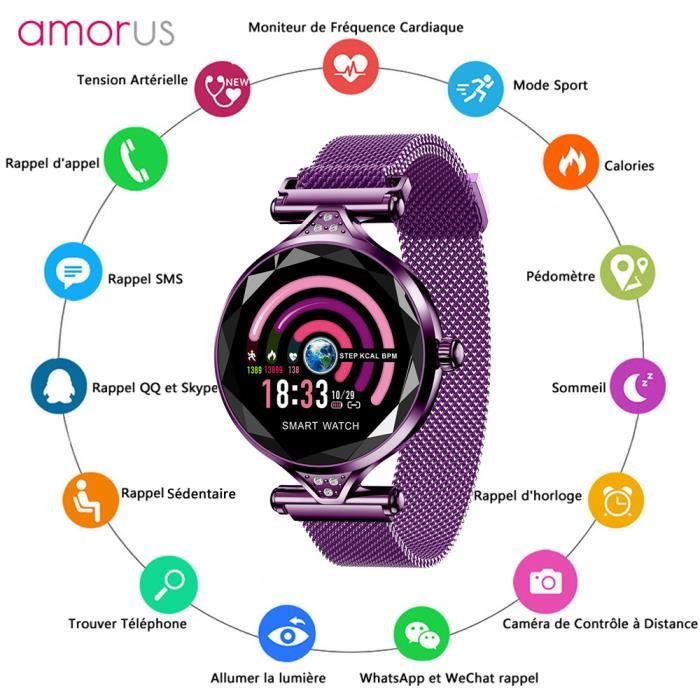 Montre Connectée, Smartwatch Femme pour Android iOS, avec Moniteur de  Fréquence Cardiaque et Prévision de Période Physiologique - Cdiscount  Téléphonie